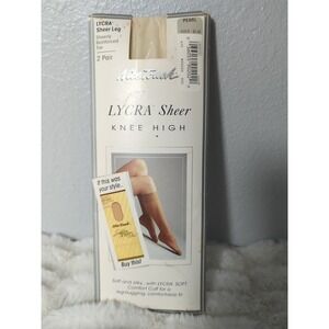 Nice‎ Touch Lycra Sheer Leg Knee High 2 Pair Color Pearl Size B New